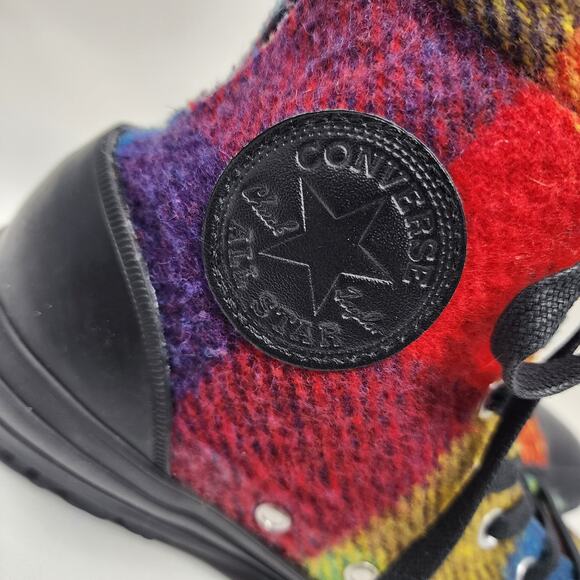Converse X Woolrich Plaid High Top Sneakers Women 6.5 Multicolor Wool Chuck - Picture 10 of 15